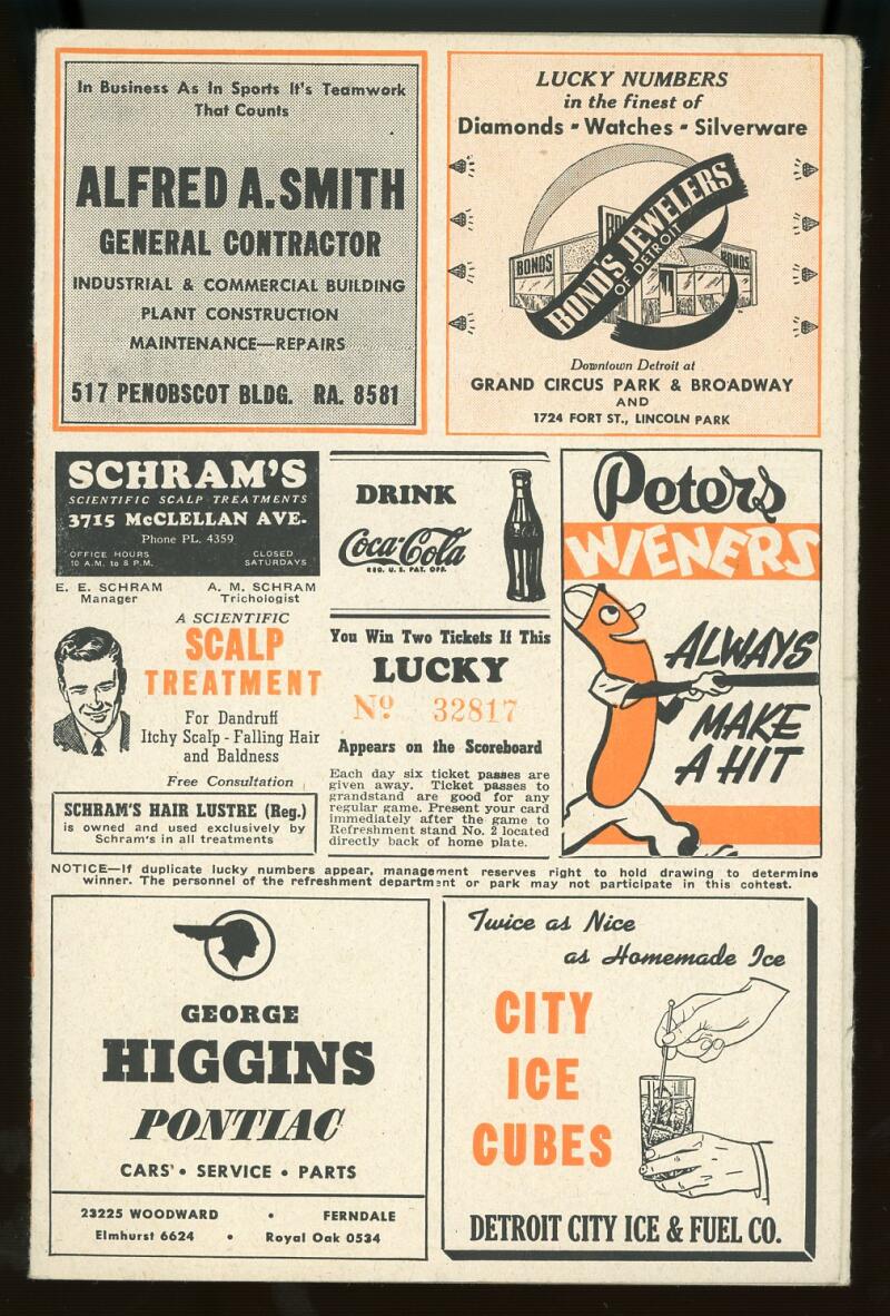 1947 Detroit Tigers vs St. Louis Cardinals Baseball Score Card  Image 2