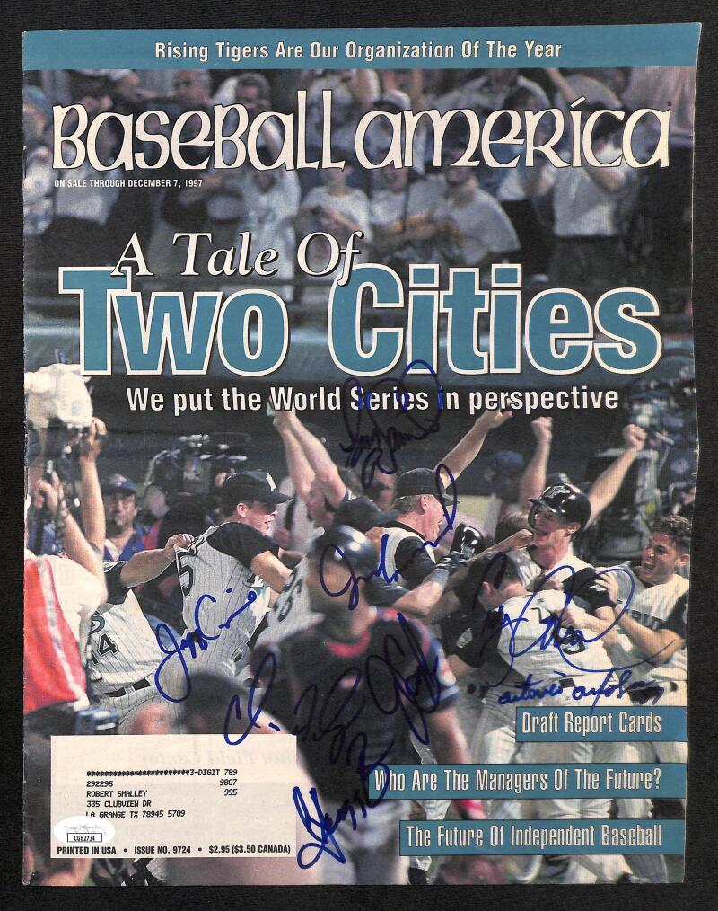 1997 World Series Marlins Jeff Conine Autograph Signed Magazine JSA Authentic Image 1