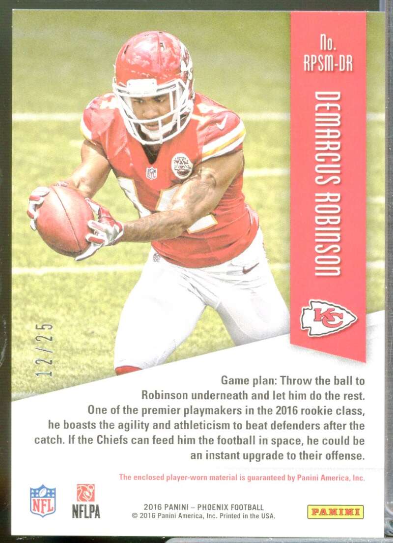 Demarcus Robinson /25 Card 2016 Panini Phoenix Rookie Jerseys Yellow #RPSMDR  Image 2