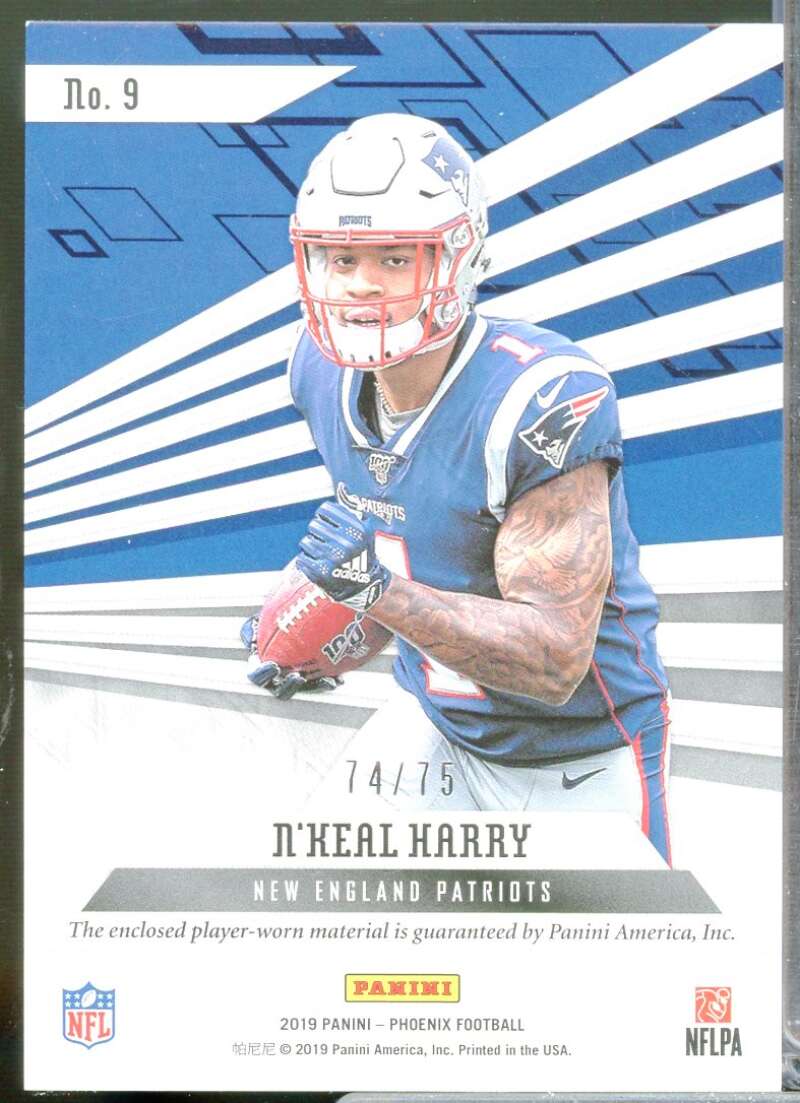 N'Keal Harry /75 Card 2019 Panini Phoenix Rookie Premiere Jersey Purple #9  Image 2