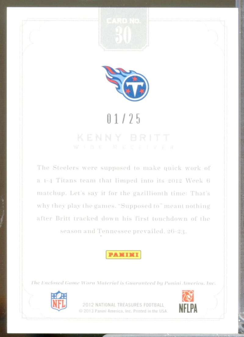 Kenny Britt /25 2012 Panini National Treasures Colossal Jersey Materials #30  Image 2