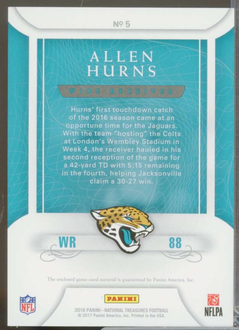 Allen Hurns /99 Card 2016 Panini National Treasures Century Materials Jersey #5  Image 2