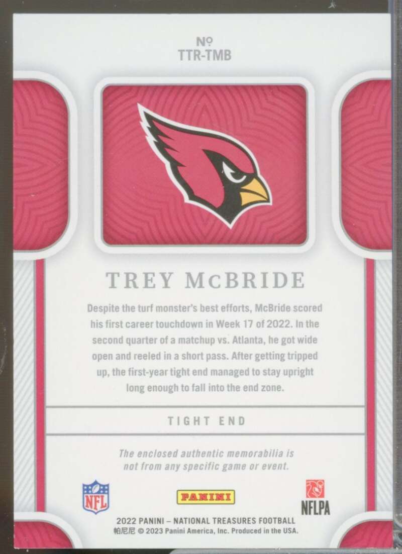 Trey McBride /49 2022 National Treasures Tremendous Treasures Rookie Jersey #25  Image 2