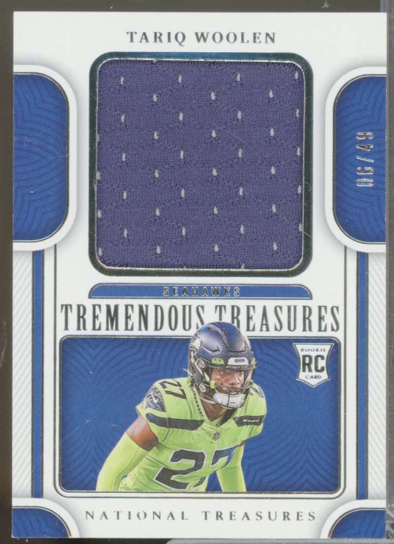 Tariq Woolen /49 2022 National Treasures Tremendous Treasures Rookie Jersey #41  Image 1