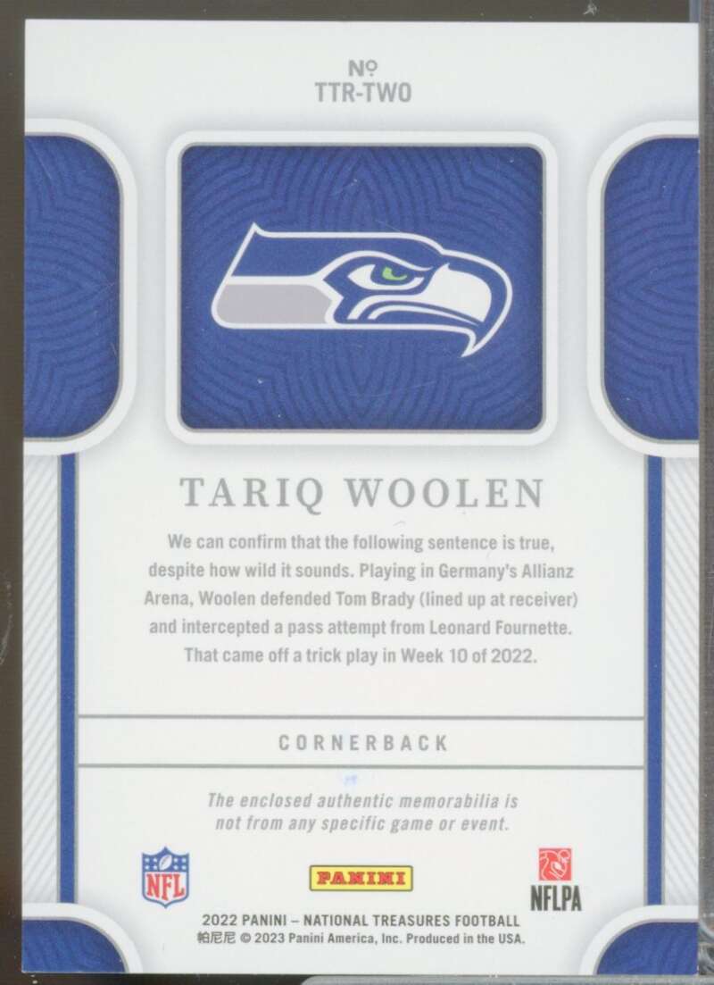 Tariq Woolen /49 2022 National Treasures Tremendous Treasures Rookie Jersey #41  Image 2