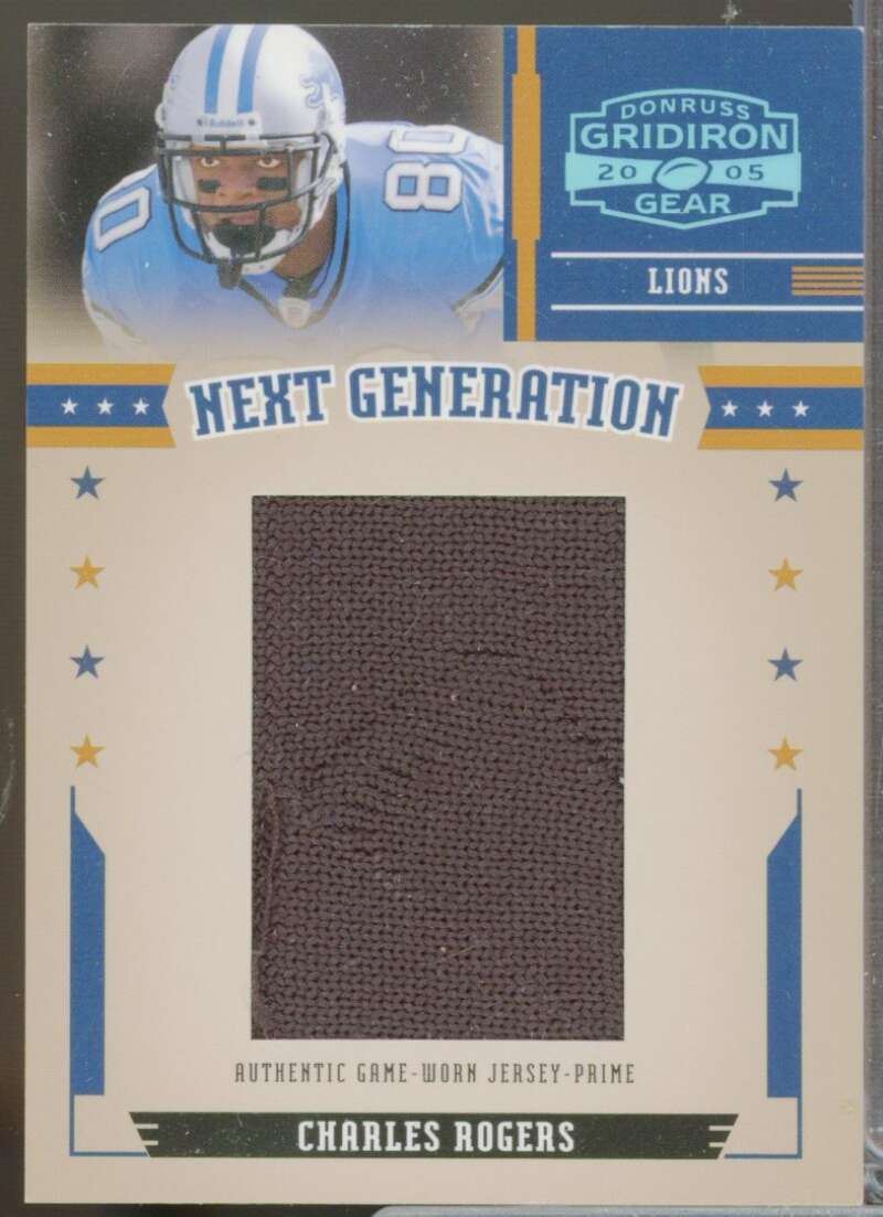 Charles Rogers 2005 Donruss Gridiron Gear Next Generation Jersey Jumbo Prime #3  Image 1