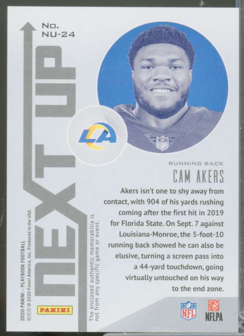 Cam Akers Card 2020 Panini Playbook Next Up Rookie Jerseys #24  Image 2