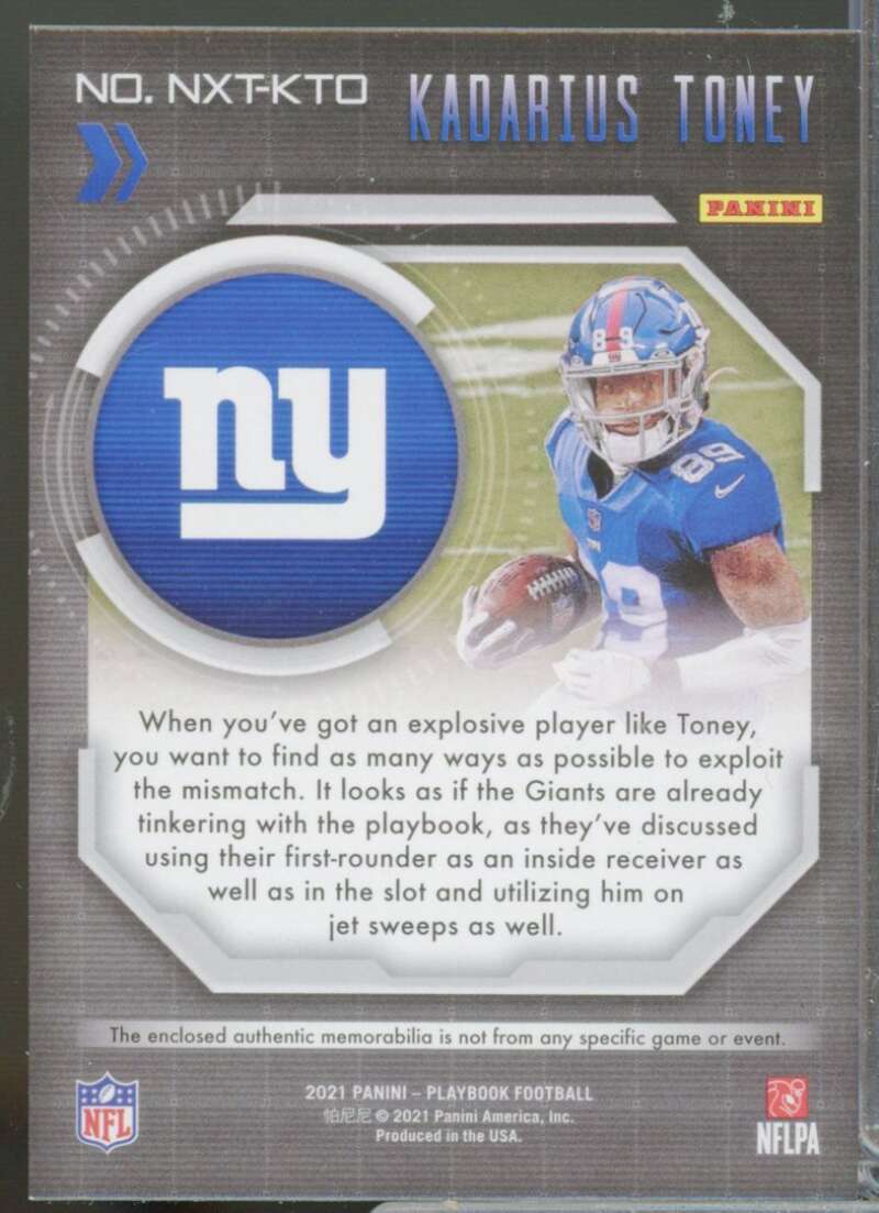 Kadarius Toney Card 2021 Panini Playbook Next Up Rookie Jerseys #20  Image 2