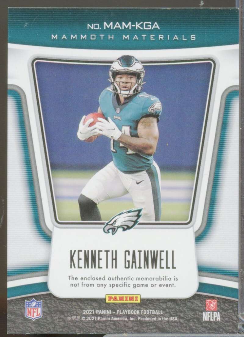 Kenneth Gainwell /75 2021 Playbook Mammoth Materials Rookie Jersey Platinum #23  Image 2