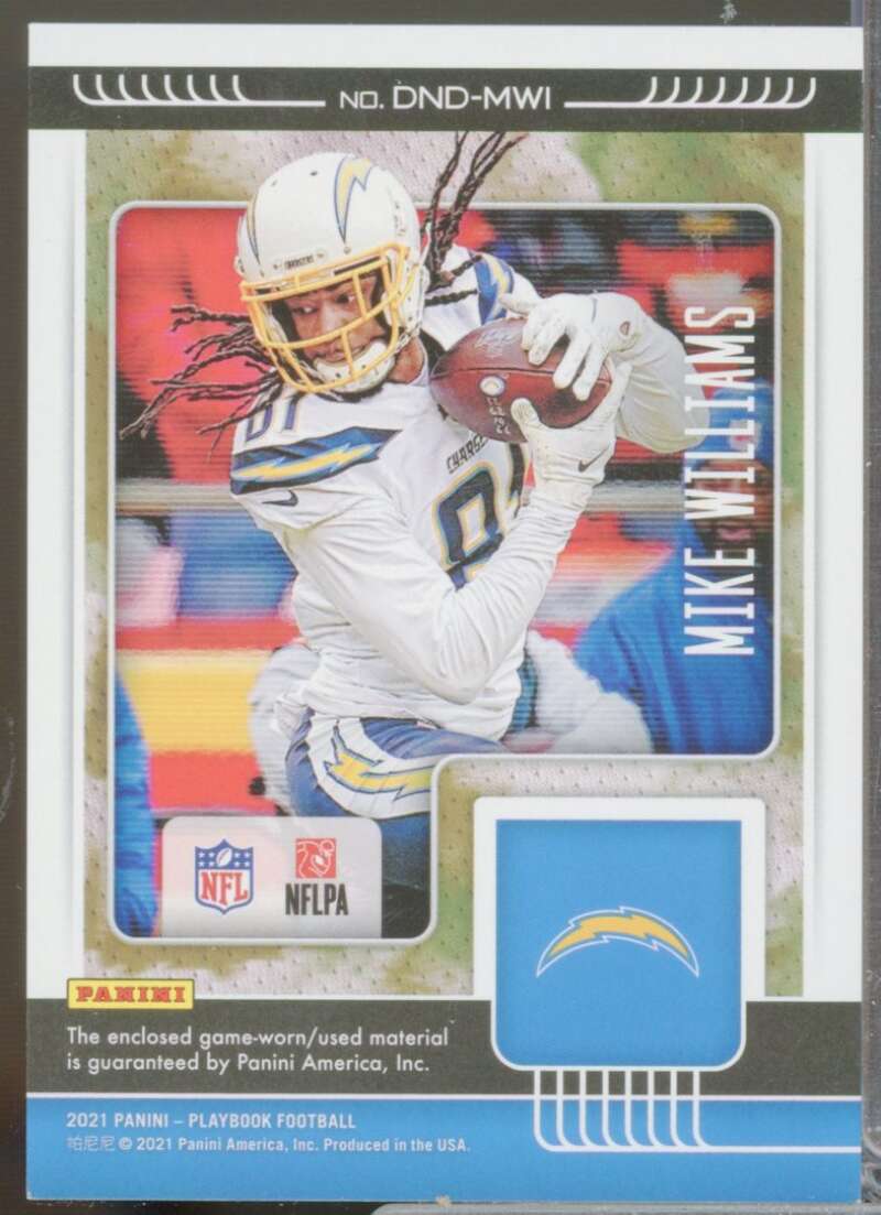Mike Williams Card 2021 Panini Playbook Down and Dirty Platinum #8  Image 2