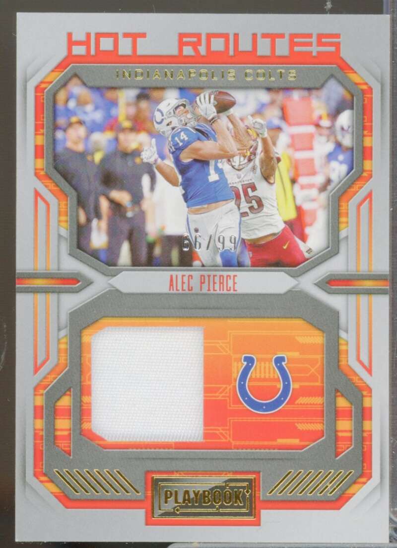 Alec Pierce Card 2022 Panini Playbook Hot Routes Jerseys Gold #29  Image 1