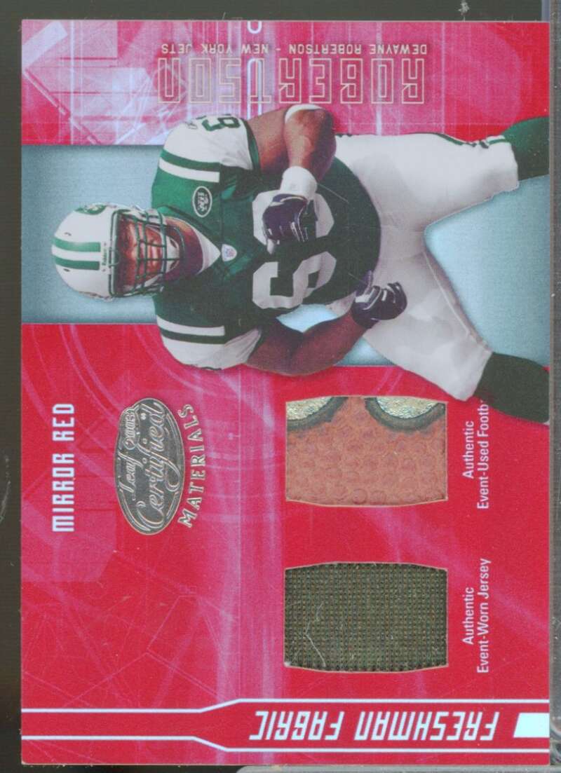 DeWayne Robertson 2003 Leaf Certified Freshman Fabric Jersey Mirror Red #177  Image 1