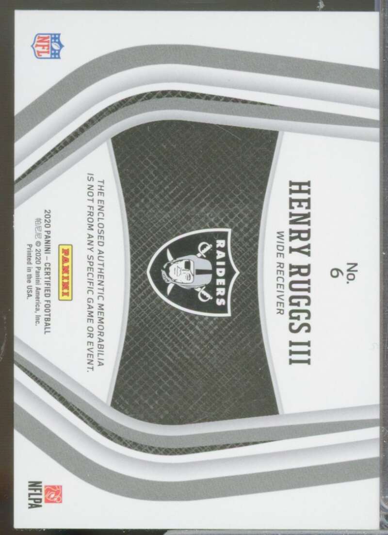 Henry Ruggs III Rookie Card 2020 Certified New Generation Jerseys Mirror Red #6  Image 2