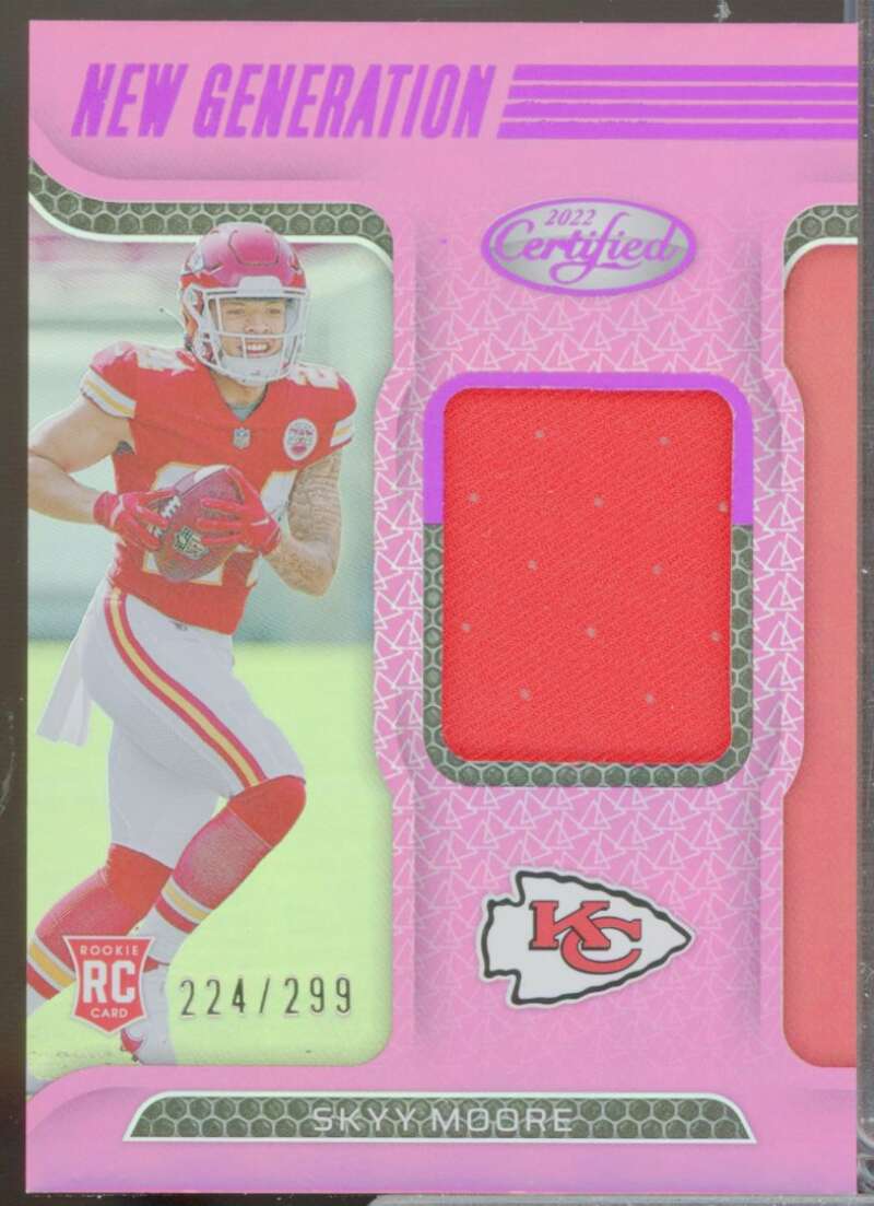 Skyy Moore Rookie /299 2022 Certified New Generation Jerseys Mirror Pink #18  Image 1