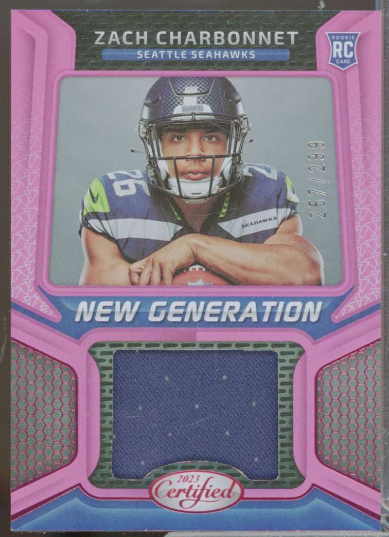 Zach Charbonnet Rookie 2023 Certified New Generation Jerseys Mirror Pink #40  Image 1