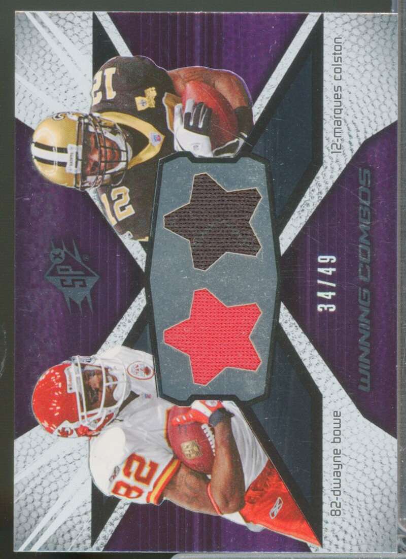 Marques Colston Dwayne Bowe Card 2008 SPx Winning Combos Jersey /49 #WC37  Image 1