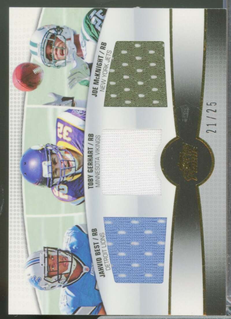 Jahvid Best Toby Gerhart McKnight 2010 Topps Prime 3rd Quarter Jersey Gold #BGM  Image 1