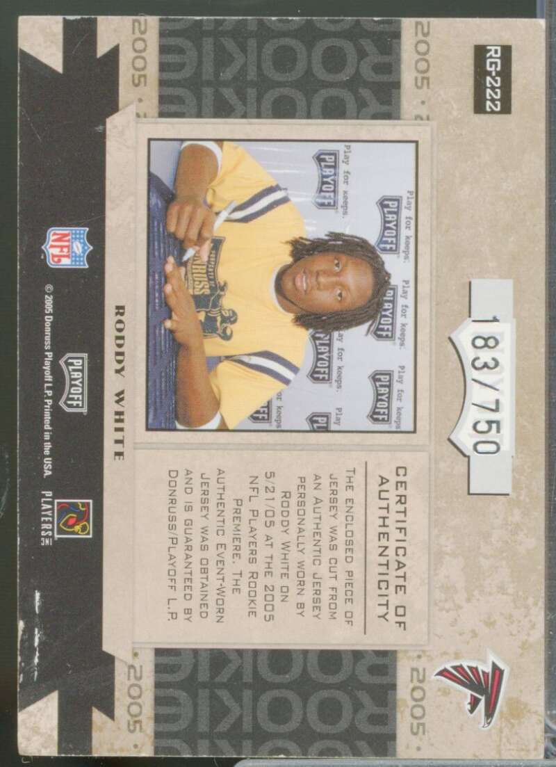 Roddy White Rookie Card 2005 Playoff Honors Jersey #222  Image 2
