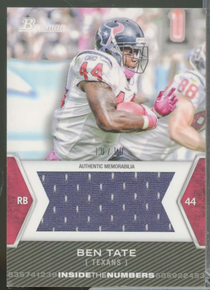 Ben Tate /10 Card 2012 Bowman Inside the Numbers Jersey Jumbo #ITNJRBT  Image 1
