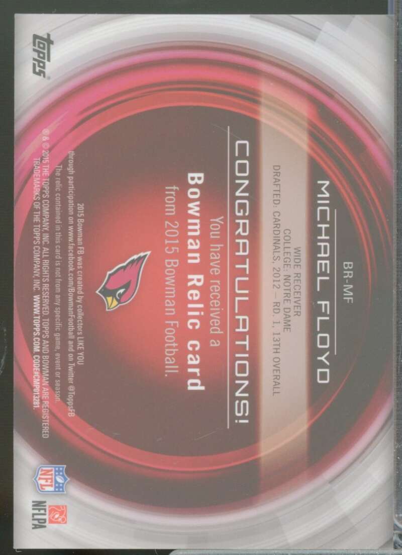 Michael Floyd /25 Card 2015 Bowman Jersey Relics Orange #BRMF  Image 2