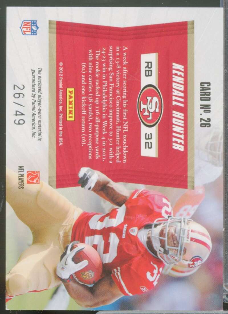 Kendall Hunter /49 2011 Totally Certified Future Jersey Materials Prime #26  Image 2