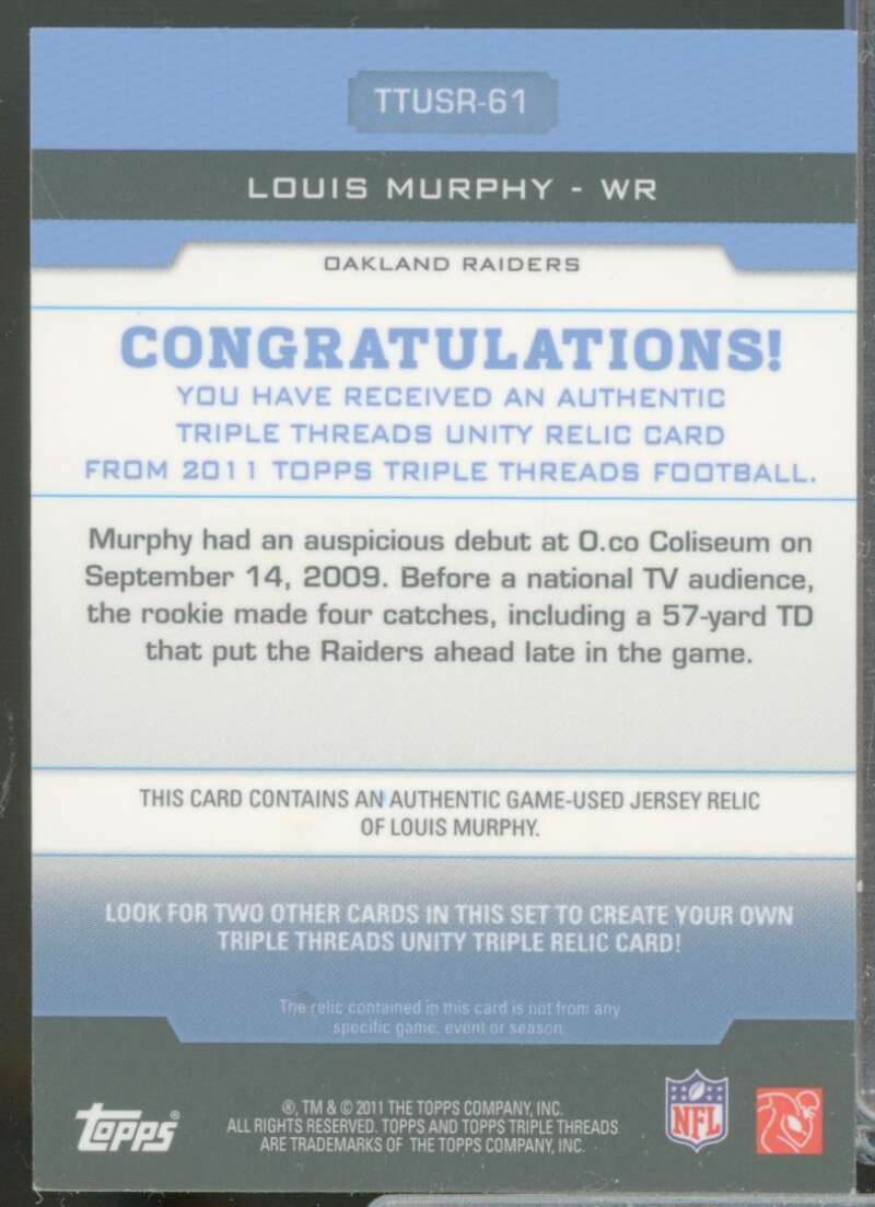 Louis Murphy /36 Card 2011 Topps Triple Threads Unity Jersey Relics #TTUSR61  Image 2