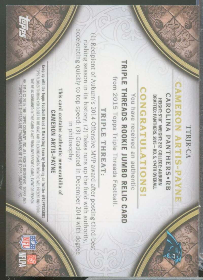 Cameron Artis-Payne 2015 Topps Triple Threads Rookie Jumbo Jersey Purple #CA  Image 2