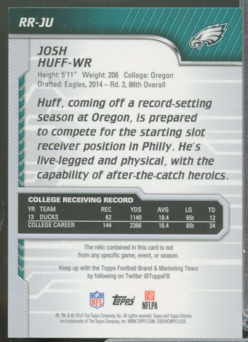 Josh Huff /25 2014 Topps Chrome Rookie Jersey Relics Black Refractors #RRJHU  Image 2