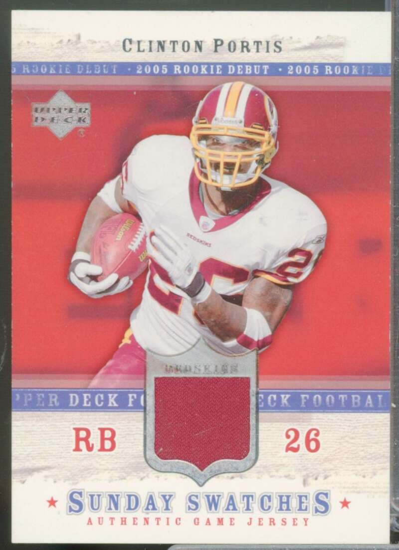 Clinton Portis Rookie Card 2005 Upper Deck Rookie Debut Sunday Swatches #SUCL  Image 1