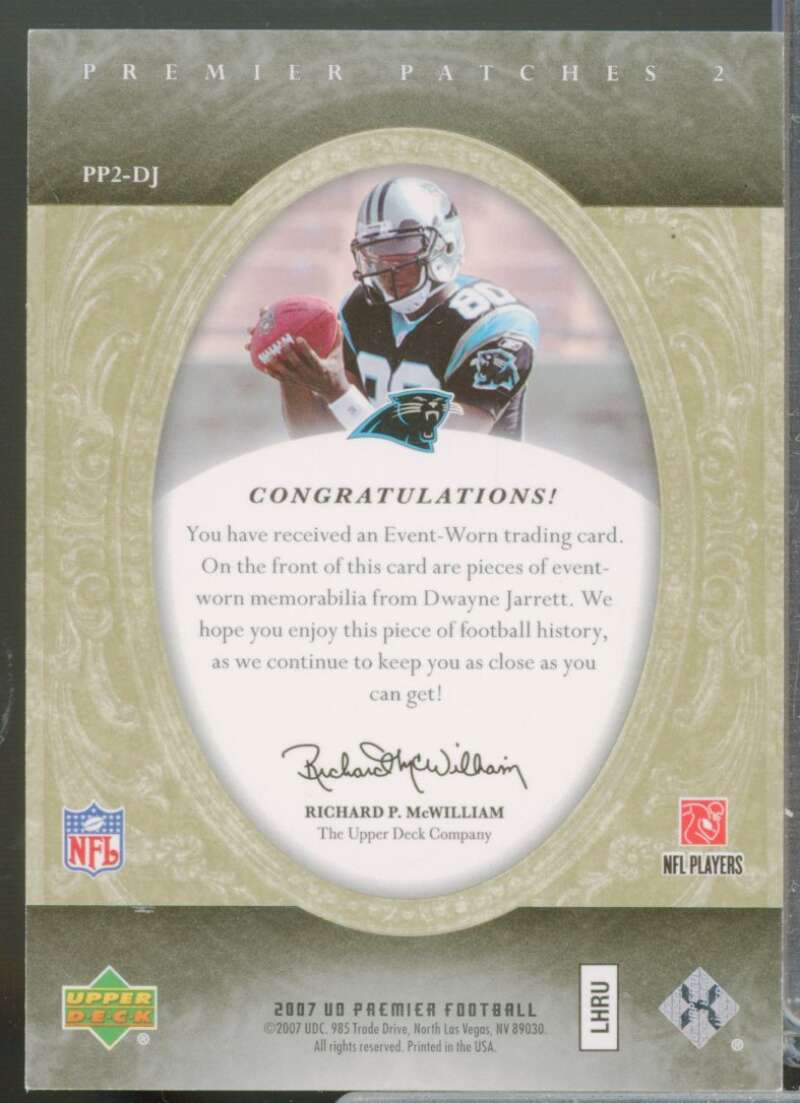 Dwayne Jarrett /75 Card 2007 Upper Deck Premier Patches Jersey Dual Gold #PP2DJ  Image 2