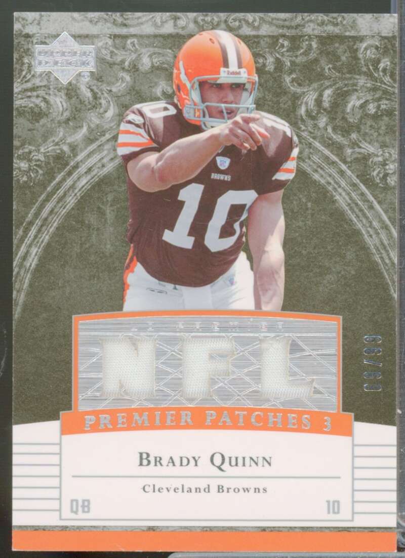 Brady Quinn /99 Card 2007 Upper Deck Premier Patches Jersey Triple #PP3BQ  Image 1