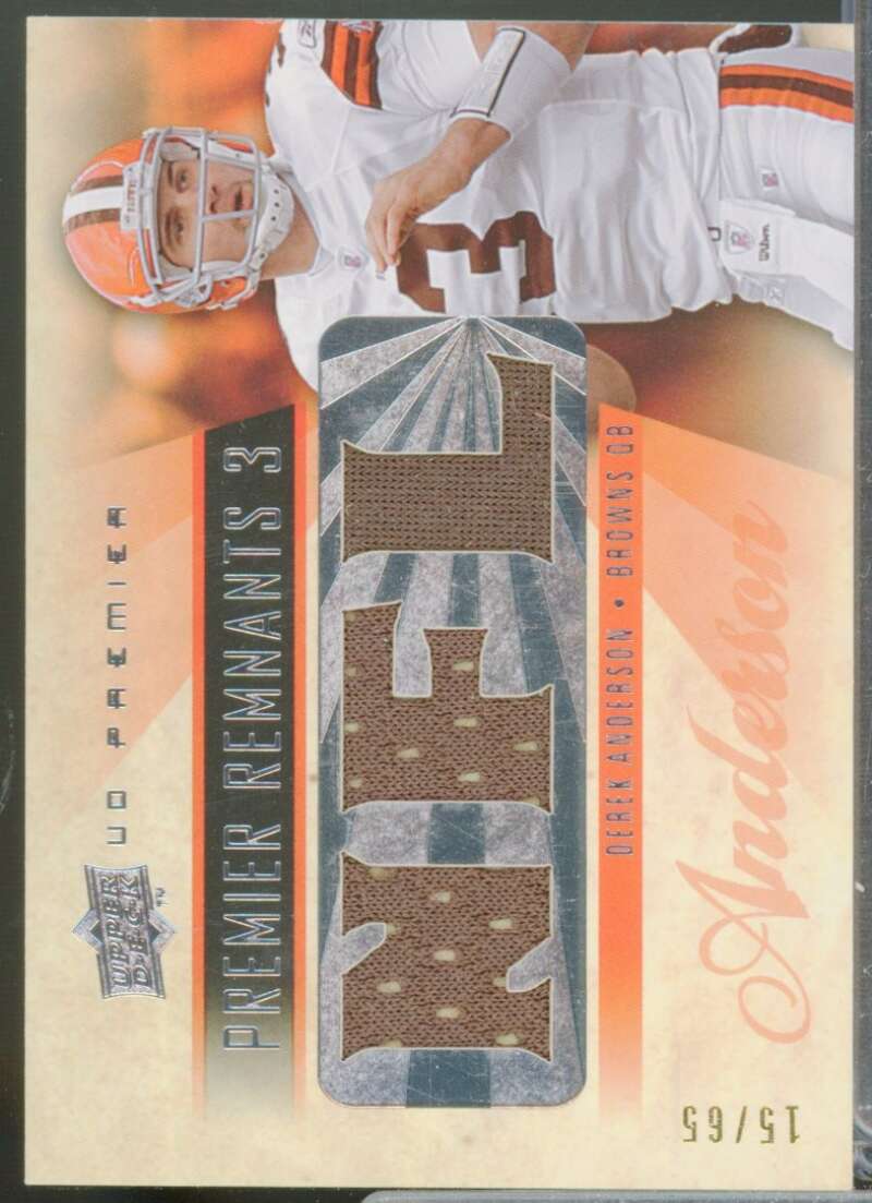 Derek Anderson /65 2008 Upper Deck Premier Remnants Jersey Triple NFL #PR3DE  Image 1