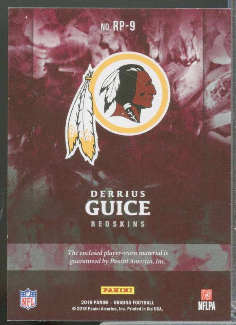 Derrius Guice /75 Card 2018 Panini Origins Rookie Jersey Patches Orange #9  Image 2