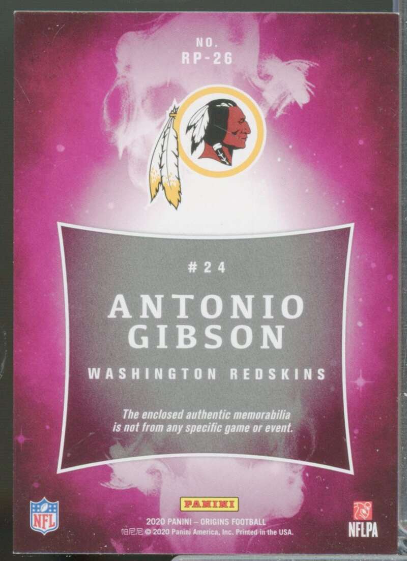 Antonio Gibson /99 Card 2020 Panini Origins Rookie Patches Jersey Red #26  Image 2