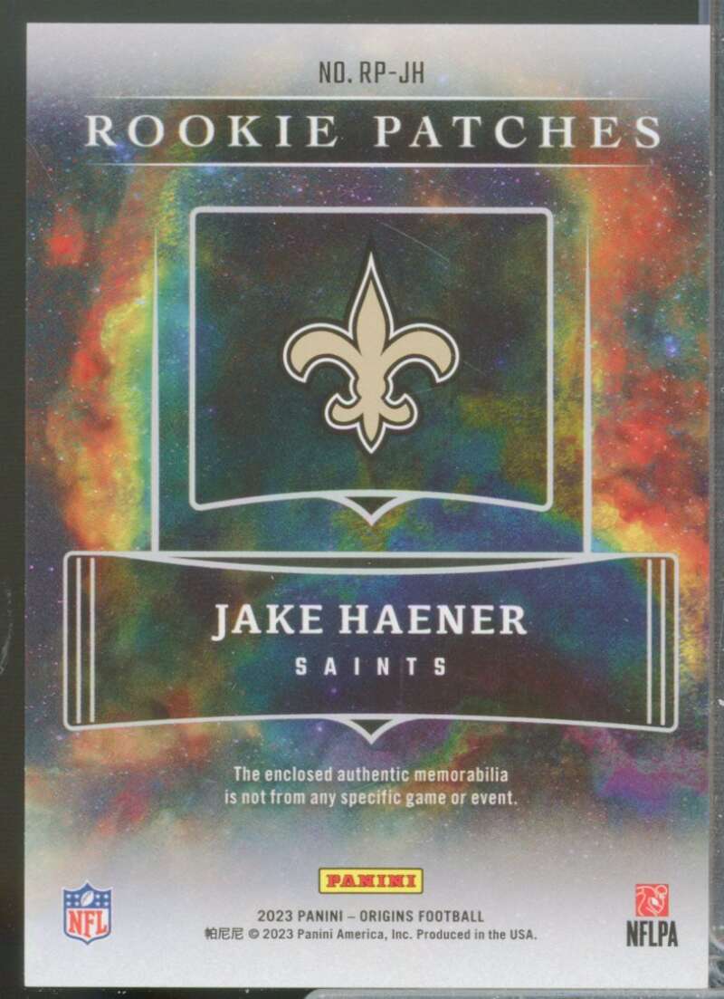Jake Haener Card 2023 Panini Origins Rookie Patches Jersey #135  Image 2