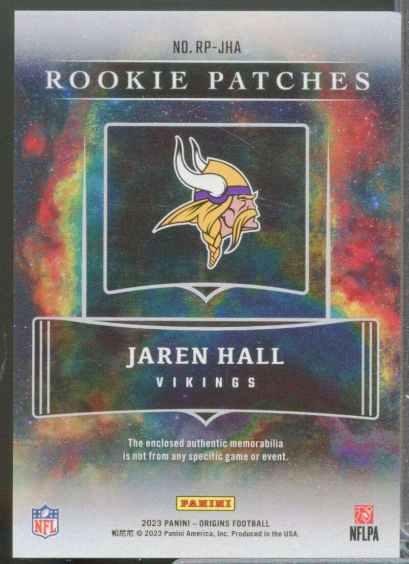 Jaren Hall Card 2023 Panini Origins Rookie Patches Jersey #143  Image 2