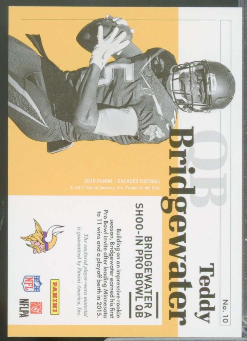 Teddy Bridgewater /49 2016 Panini Encased Pro Bowl Jumbo Jersey Materials #10  Image 2