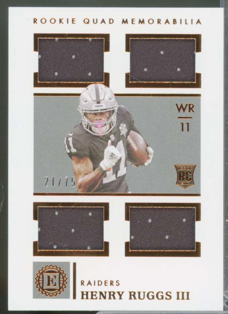 Henry Ruggs III Card 2020 Panini Encased Rookie Quad Jersey Memorabilia #5  Image 1