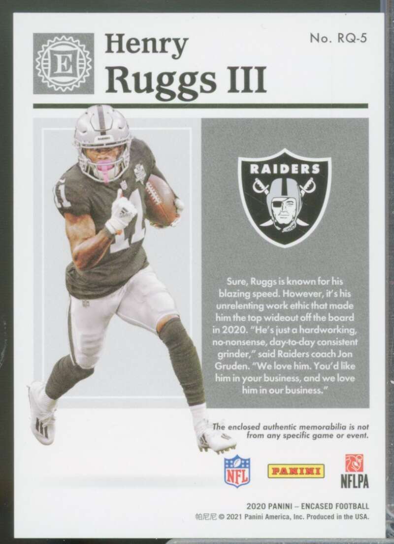 Henry Ruggs III Card 2020 Panini Encased Rookie Quad Jersey Memorabilia #5  Image 2