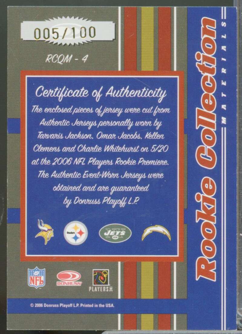 Jackson Jacobs Clemens Whitehurst 2006 Donruss Threads Rookie Jerseys Quad #4  Image 2