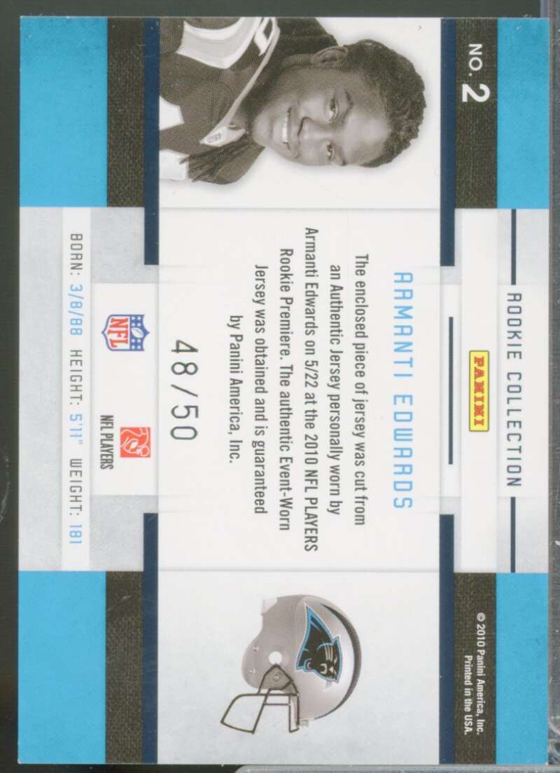 Armanti Edwards 2010 Panini Threads Rookie Collection Jersey Materials Prime #2  Image 2