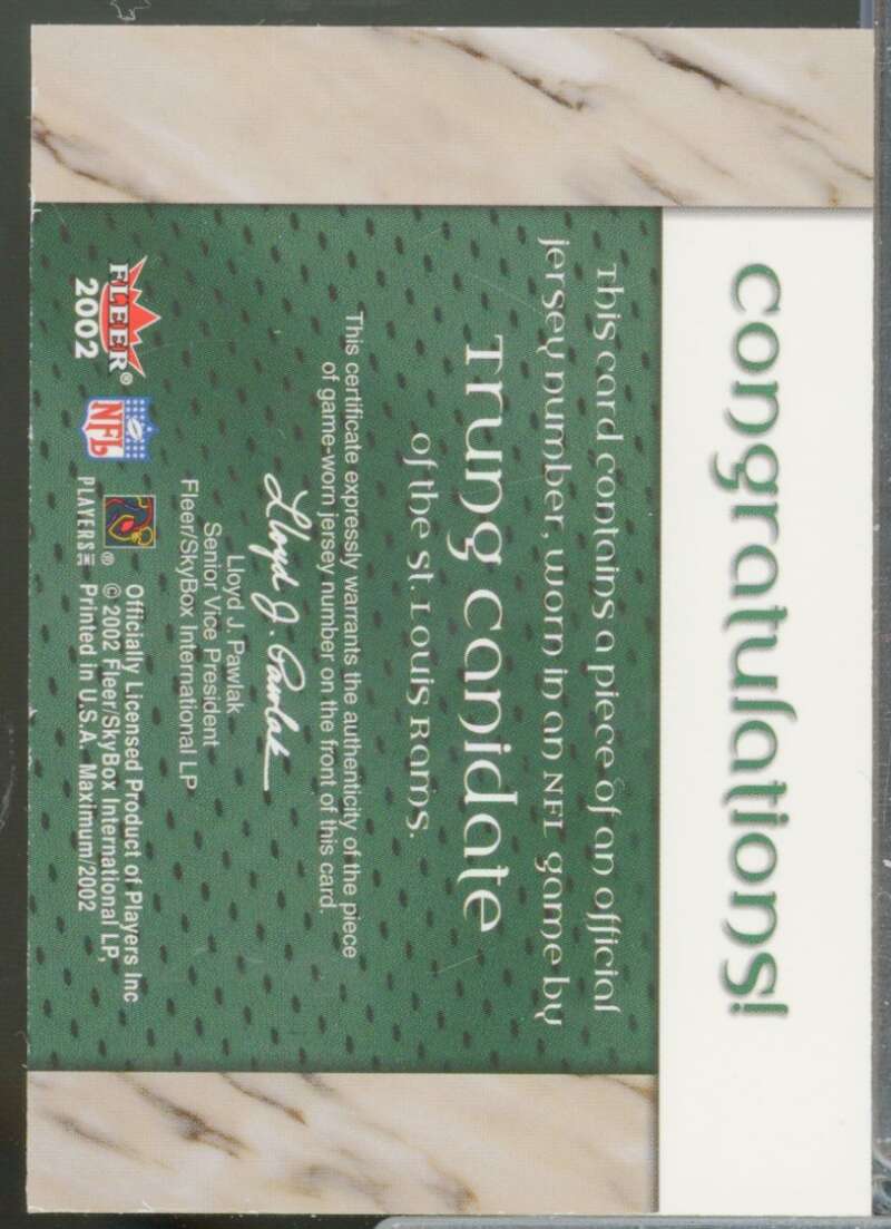 Trung Canidate /250 2002 Fleer Maximum Dressed to Thrill Jsy Patch Numbers #5  Image 2