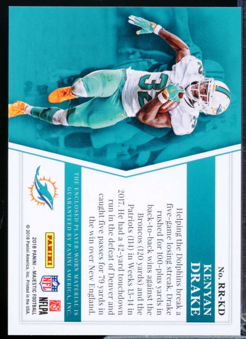 Kenyan Drake /49 Card 2018 Panini Majestic Regal Runners Jerseys #6  Image 2