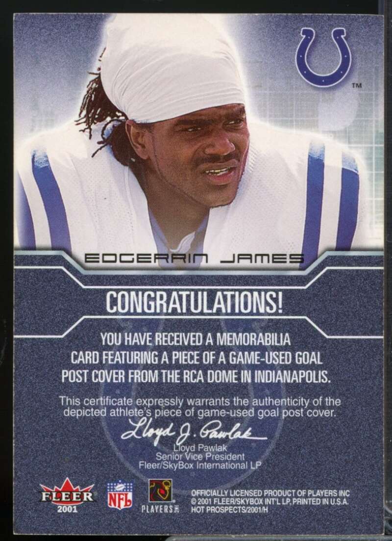 Edgerrin James Card 2001 Hot Prospects TD Fever Jersey #6  Image 2