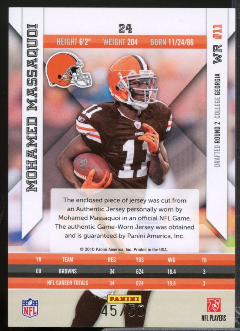 Mohamed Massaquoi /50 Card 2010 Epix Jersey Materials Prime #24  Image 2