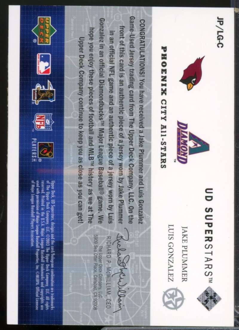 Jake Plummer Luis Gonzalez 2002-03 UD SuperStars City All-Stars Jerseys #JPLG  Image 2