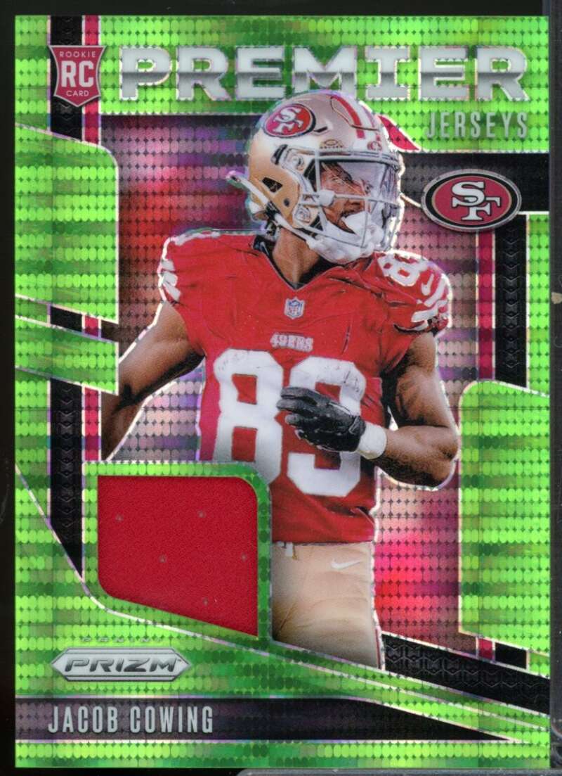 Jacob Cowing Rookie 2024 Panini Prizm Premier Jerseys Neon Green Pulsar #22  Image 1
