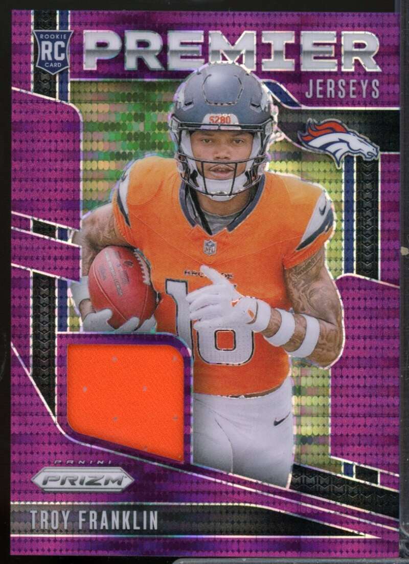 Troy Franklin Rookie Card 2024 Panini Prizm Premier Jerseys Purple Pulsar #21  Image 1