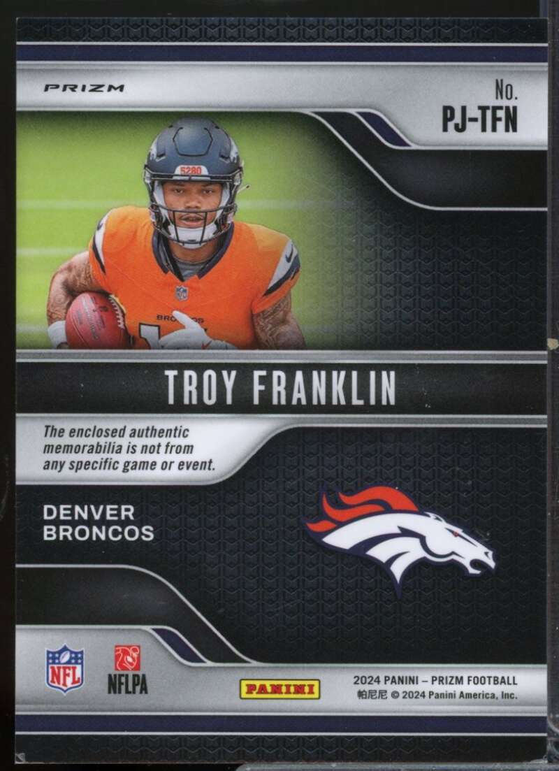 Troy Franklin Rookie Card 2024 Panini Prizm Premier Jerseys Purple Pulsar #21  Image 2