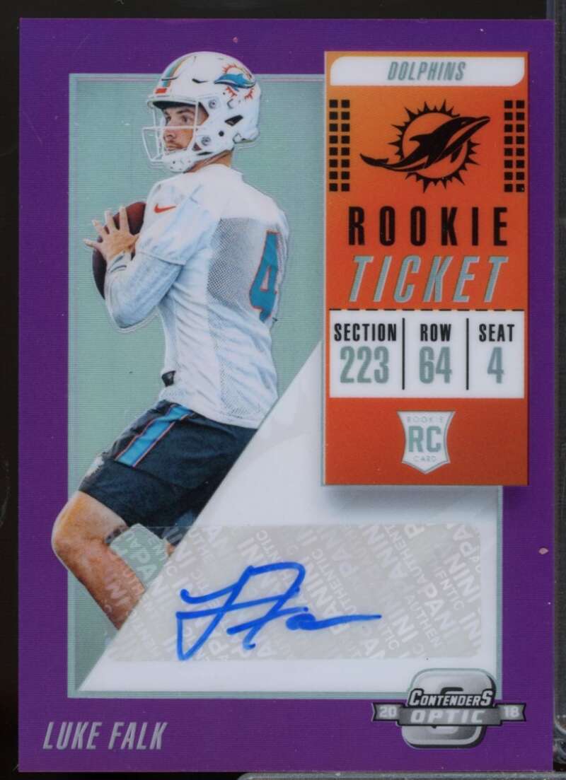 Luke Falk Rookie /99 Card 2018 Panini Contenders Optic Autograph Purple #168  Image 1
